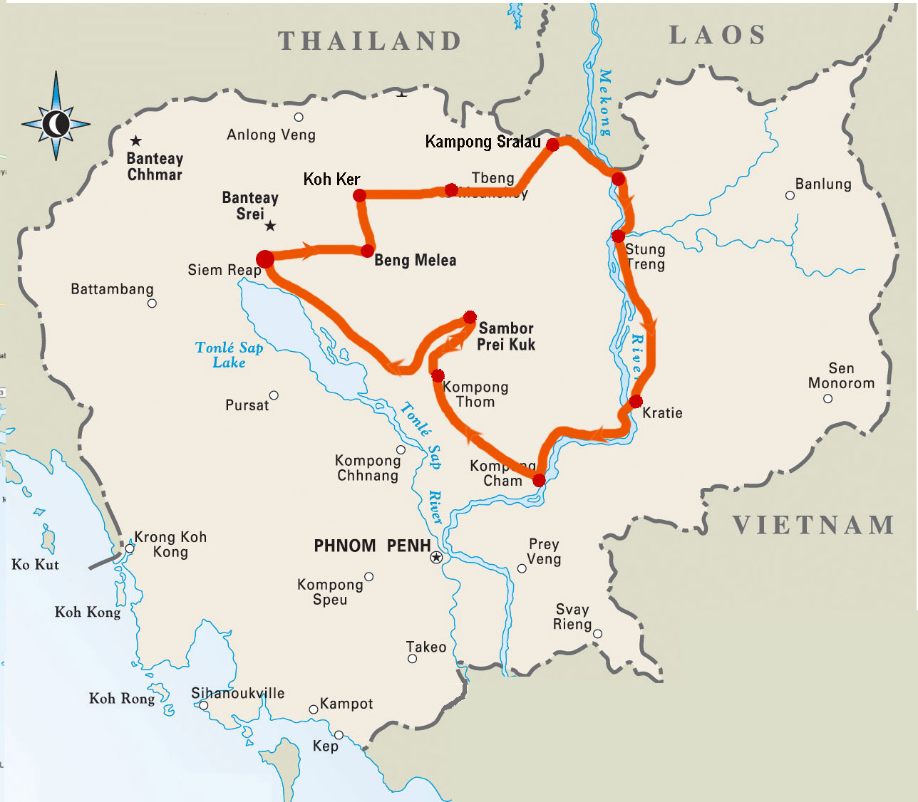 Map 7 days, 6 nights “Mekong Tours” Tours Tour